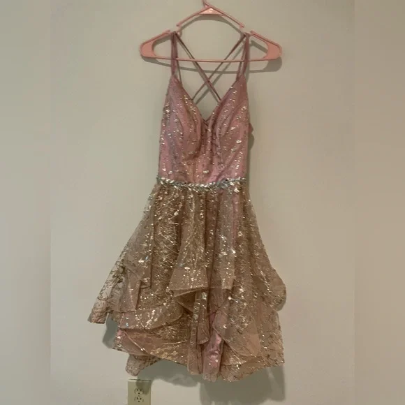 Short Beautiful Rose Gold Dress - Picture 3 of 6
